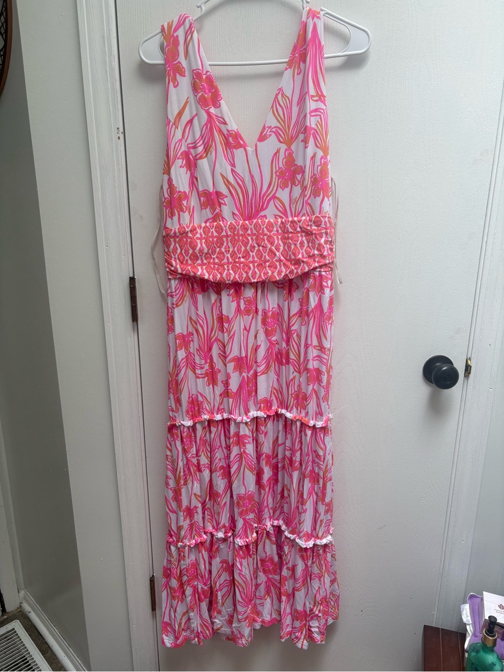 Lilly Pulitzer Pink & White Floral Tiered Maxi Dress - worn 1x!!!